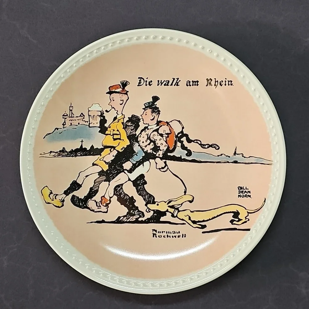 Norman Rockwell European Tour Newell‎ Pottery Plate Set 4pc Brand New